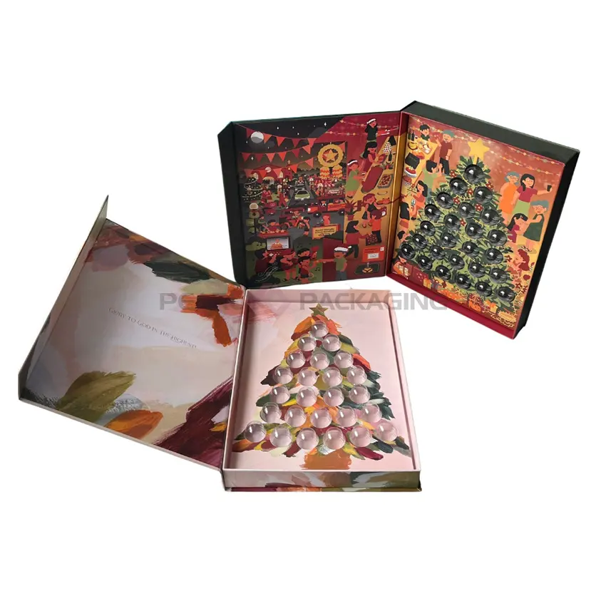 Caja de regalo de Bombón de lujo de Navidad de chocolate Premium reciclable de grado de seguridad alimentaria con carcasa protectora APET
