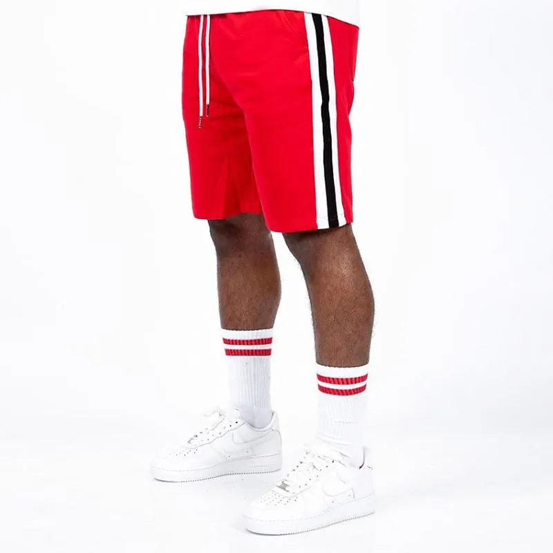 Pantaloncini da basket in cotone con fettuccia laterale rossa di alta qualità pantaloncini da uomo