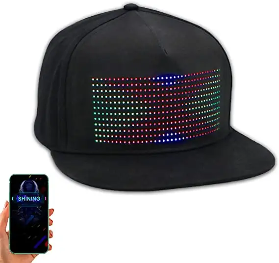 Casquette intelligente à LED Bluetooth multilingue, contrôle par application, bricolage, affichage LED, chapeau pour fête, Club, noël, Halloween