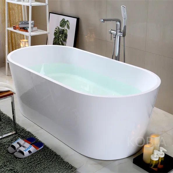 Vasca da bagno in acrilico vasche ovali monopezzo vasca da bagno portatile senza cuciture a immersione profonda per adulti
