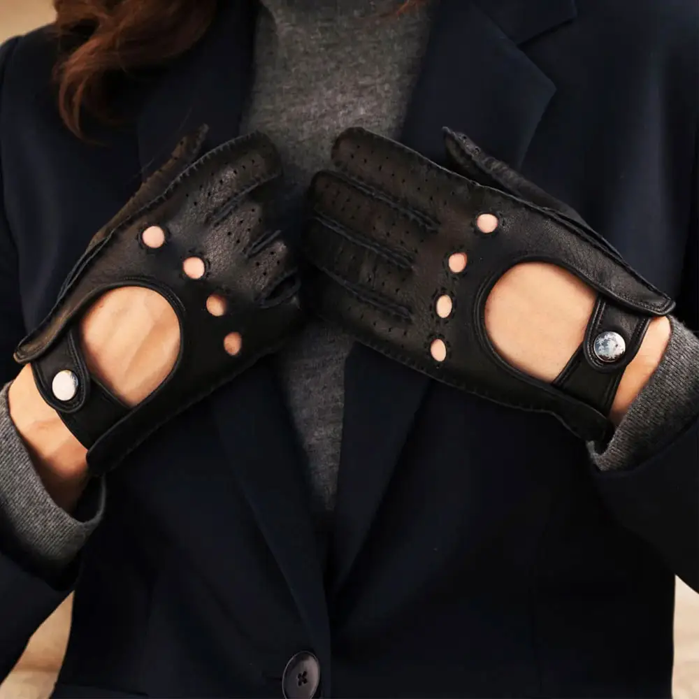 Gants en cuir noirs pour hommes et femmes, mode de conduite personnalisée, gants à doigt complet, nouveau