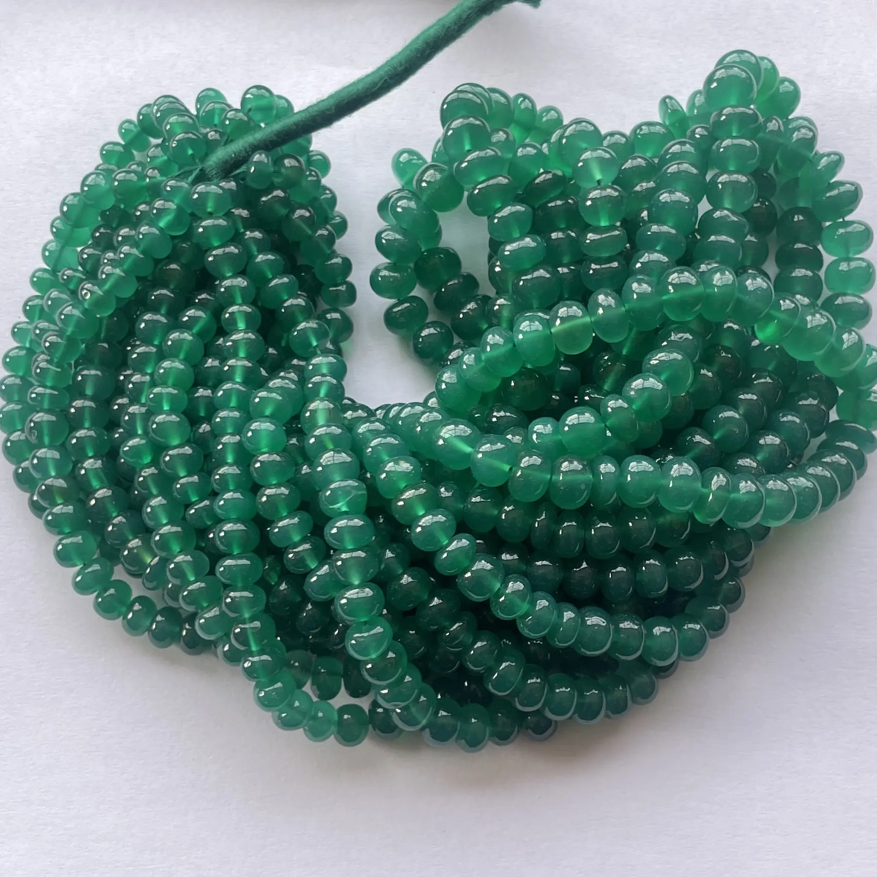 Collar de hilo de seda hecho a mano, piedra de ónix verde Natural, cuentas de piedras preciosas lisas, hilo hecho a mano, 4mm, 6mm, 8mm, 10mm