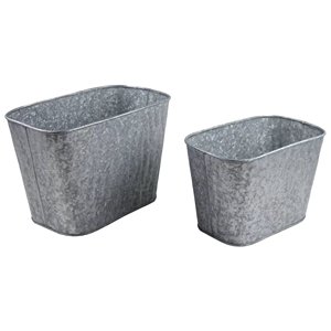 <strong>New</strong> Galvanized Metal Flower <strong>Planters</strong> With Wood Handle for Farmhouse Outdoor Garden Decoration Oval Flower <strong>Planters</strong> - Product Image 4