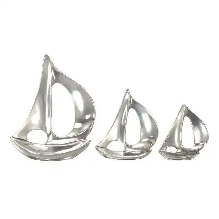 Scultura da tavolo a forma di barca di alta qualità in alluminio per la vendita scultura da tavolo a forma di barca unica per la casa decorativa