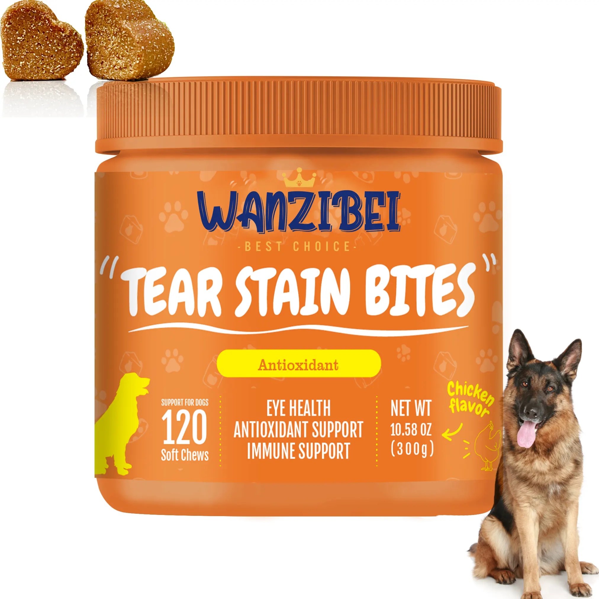 Tear Stain Soft Chews para perros, suplementos para la humedad de los ojos y la visión, manchas de lágrimas, aperitivos para mascotas, función de soporte de etiqueta privada