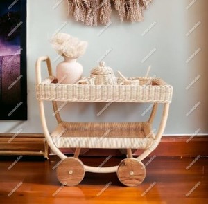 Çevre dostu el işi Rattan çay sepeti sağlam harika çocuk oyuncakları hasır çay arabası bebek arabası puset oyna Pretend - Product Image 3