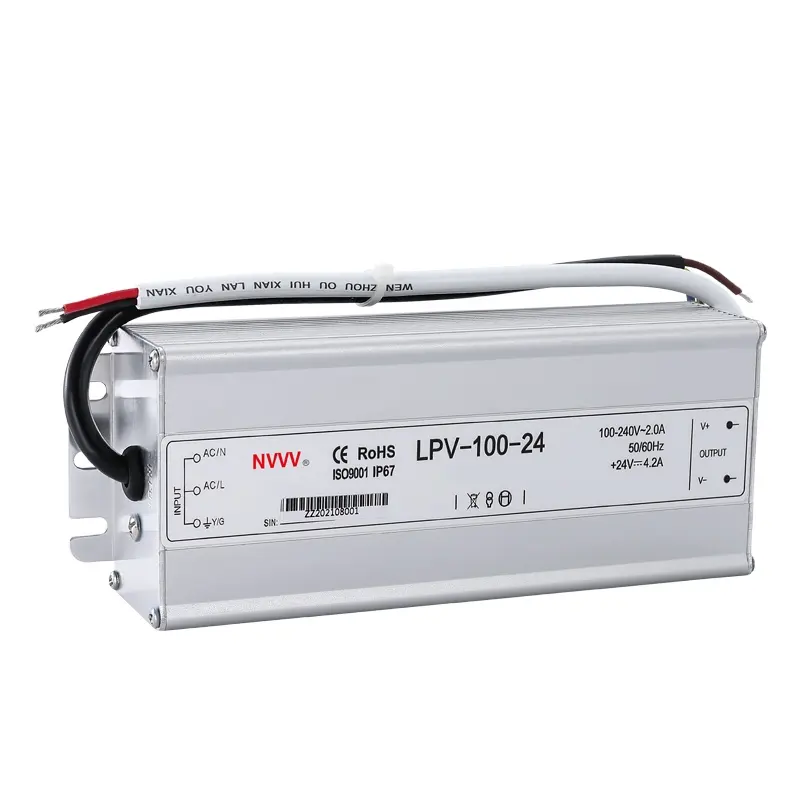 24v ac dc trafo su geçirmez anahtarlama modu güç kaynağı LPV-100-24 LED sürücü 100W