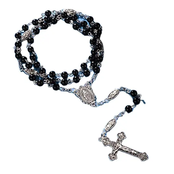 Collier chapelet de perles catholique, chapelet de vierge marie avec jésus Crucifix, collier de chapelet de médaille de Saint marie, collier de prière et cadeaux