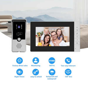 Videoportero para el hogar, manos libres, intercomunicador de doble vía, Monitor de 7 pulgadas con cámara de timbre de desbloqueo de tarjeta - Product Image 3