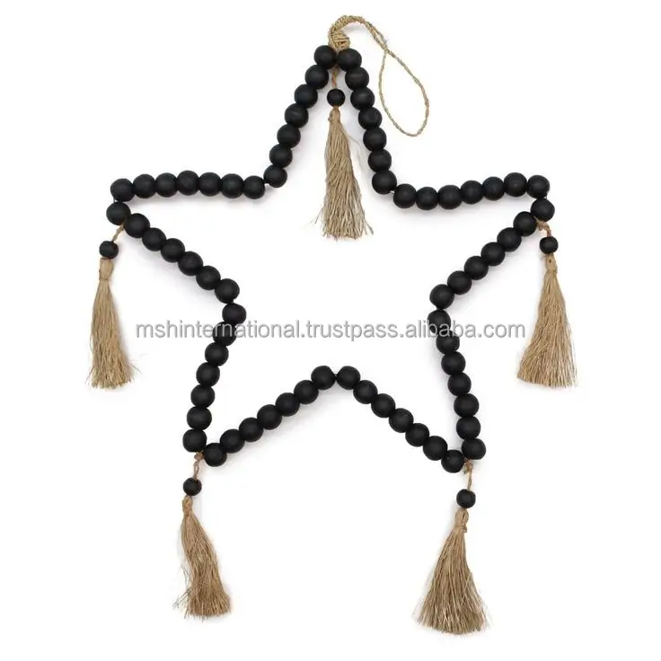 Tempo di festa minimalista perline di legno stella ornamento albero di natale ornamenti appesi regali di natale Boho