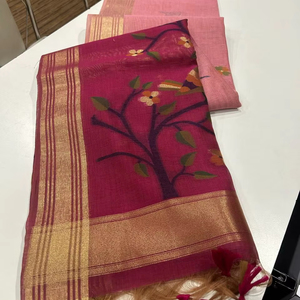 Banarasi Phong Cách Tinh Khiết Mềm Muga Cotton Với Màu Sắc Đầy Đủ resham Dệt Jamdan Pallu Làm Việc Một Phút Vải Saree Áo Truyền Thống - Product Image 1