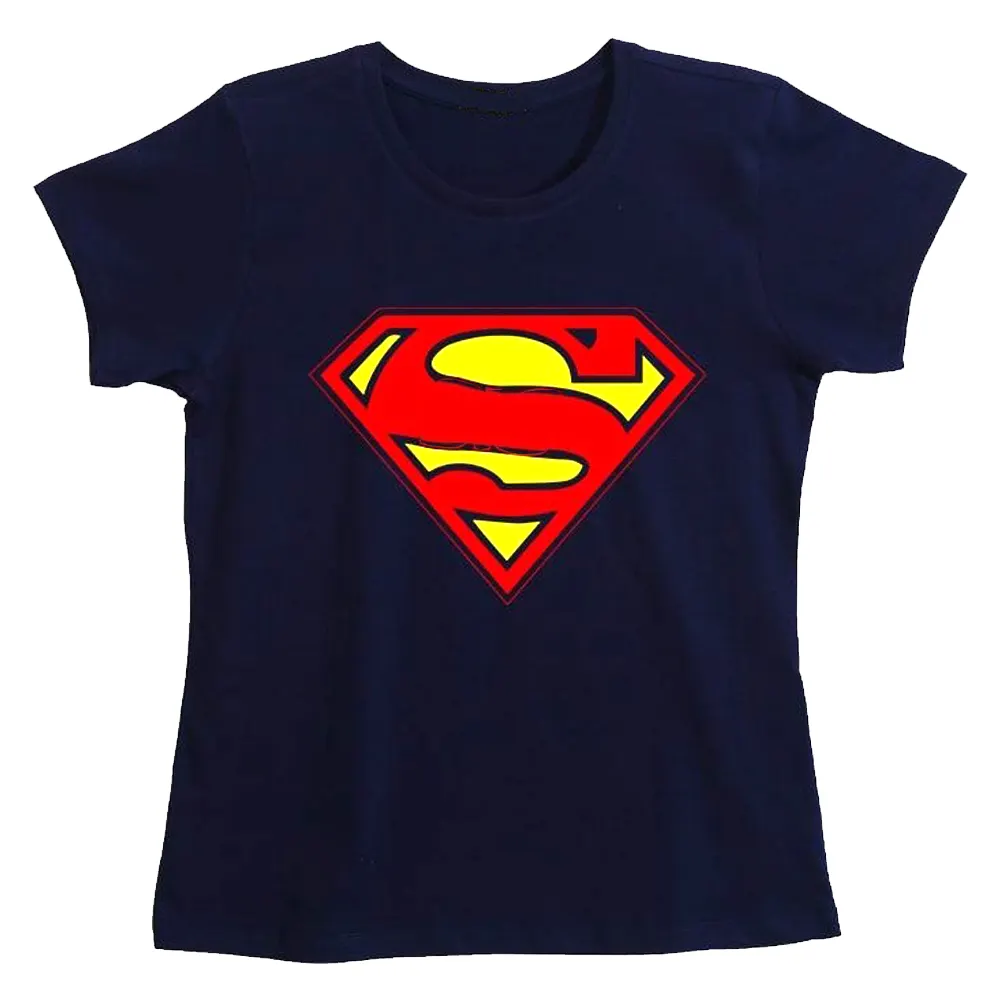 2023 Best Selling Custom Logo Printing 100% Cotton Blank Women T Shirt Breathable Best Design superman logo Style Women T Shirt