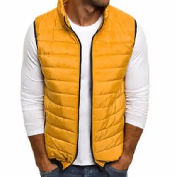 Chaleco liso de color amarillo para hombre, chaqueta sin mangas de motorista para hombre, gran oferta, chaqueta acolchada con burbujas de buena calidad con logotipo personalizado