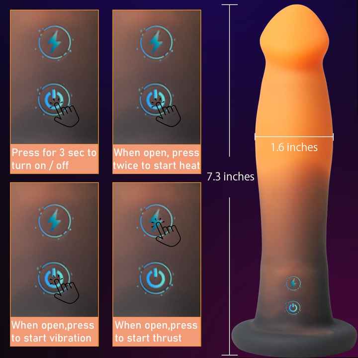 Clitoral Anal Vaginal Stimulation Heating Thrusting G-Spot Dildo Vibrator Dragon Monster Animal Realistic Big Dildo for Female