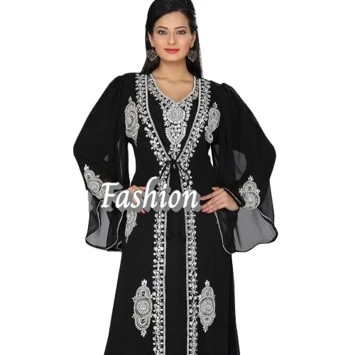 Nuovi abiti da sposa alla moda abito Abaya da donna islamico in Georgette ricamato in rilievo arabo