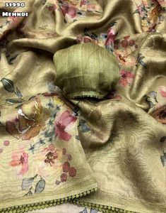卓越品质最新设计师服装花式趋势薄纸真丝压花纱丽与花卉数码印花工作女性时尚