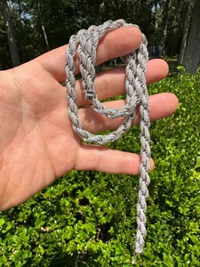 Erkek 7.5mm katı 925 ayar gümüş mozanit halat zincirler güzel gümüş zincirler mükemmel kesim özelleştirilmiş takı - Product Image 5