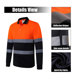 Hi Hi Viz Polo gömlekler Polyester Made uzun kollu iş elbisesi gömlek ile flaş LED çizgili ağır iş elbisesi Polo gömlekler