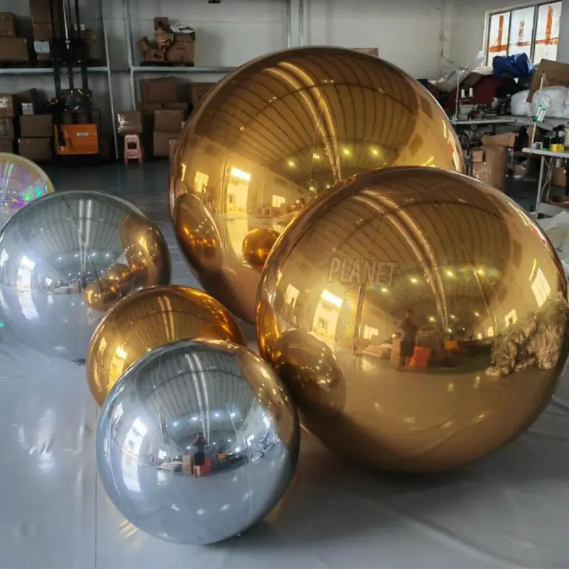 Grande sphère de miroir gonflable extérieure boules de miroir colorées gonflables de Noël de PVC pour la boule de miroir de bulle d'événement de partie