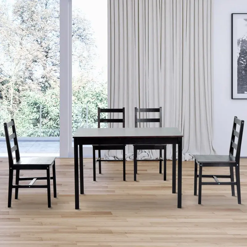 Massief Grenen Houten Eettafel Met 4 Stoelen Voor Eetkamer Meubelset