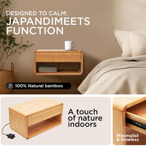 होटल के बेडरूम के लिए दराज के साथ आधुनिक बांस फ्लोटिंग नाइट स्टैंड - Product Image 2