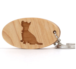 Último diseño simple llavero de madera forma personalizada animal gato diseño Logo llavero Rectangular llavero de madera en blanco - Product Image 1