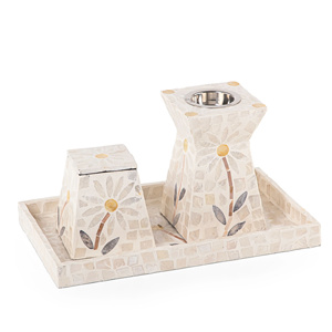 Direct Factory Handmade Flower <strong>Inlay</strong> Burner Set with Tray Decorative Mother of Pearl Mukhar Set for Home Gift Made in Vietnam - Product Image 2