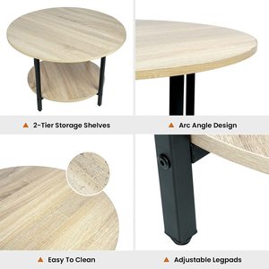 Nordic Wrought Iron Double Coffee <strong>Table</strong> Living Room Bedroom Sofa Side <strong>Multi</strong> <strong>Functional</strong> Tea <strong>Table</strong> with Embossed Design - Product Image 2