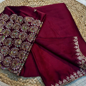 Rangoli saree עם גבול עבודה מרובי רצף עבודה חולצה