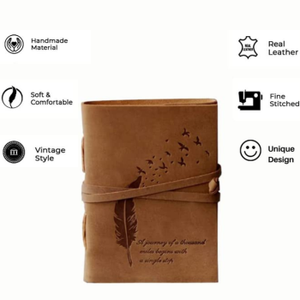 Handmade Antique-Style Leather Promotional Notebook for Men Inspired Quote Leaf Embossing Bound <strong>Notepad</strong> for Gift Giving Writing - Product Image 4