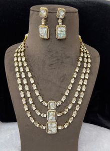 Kadın gümüş Polki AD CZ Set Ethnic etnik stil düğün nişan boncuk moda zincirler numarası şekil/desen - Product Image 2