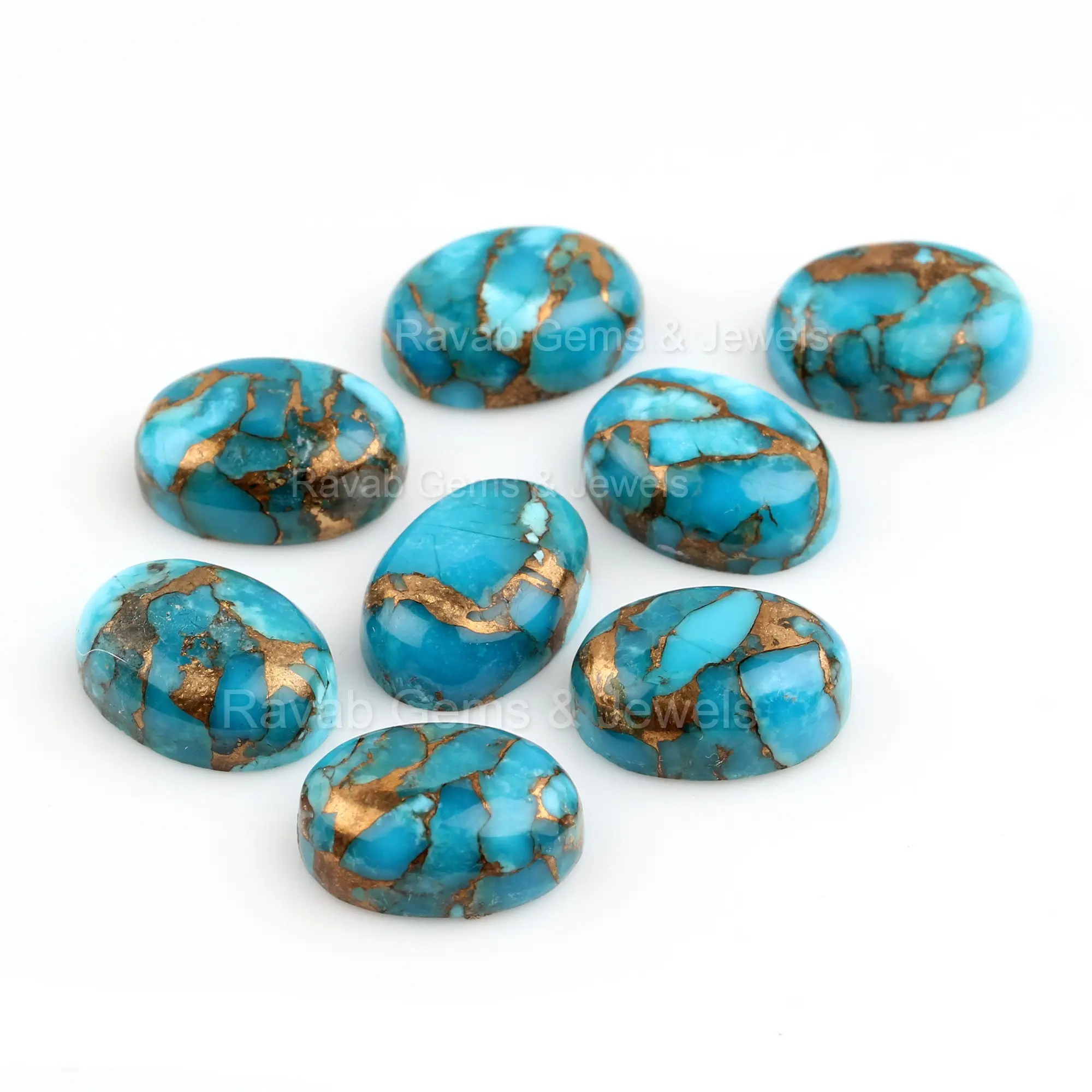 Di alta qualità in rame blu naturale Kingman turchese 12x16mm liscio Flatback forma ovale Cabochon pietre sciolte per fare gioielli