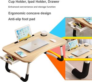 Lap bàn với máy tính bảng Khe cắm có thể gập lại máy tính xách tay bảng với ngăn kéo lưu trữ giường di động bàn cho máy tính xách tay máy tính khay với cup chủ - Product Image 4