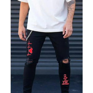 Sẵn Sàng Để Tàu <span class=keywords><strong>In</strong></span> Ấn & Khâu Denim Jeans Cho Nam Giới Mỏng Phù Hợp Với Quần Thẳng Người Đàn Ông Của Quần Jean Quần Người Đàn Ông Jean Quần - Product Image 3