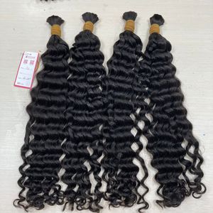 卸売ディープバルク横糸なし100% ベトナムバージンヘア未処理バージンフルキューティクル整列ダブルドローエクステンション