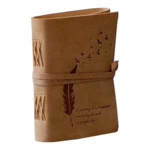 Handmade Antique-Style Leather Promotional Notebook for Men Inspired Quote Leaf Embossing Bound <strong>Notepad</strong> for Gift Giving Writing - Product Image 2