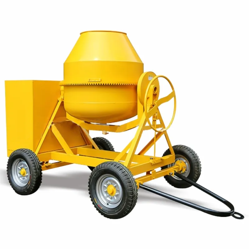 Misturador de concreto diesel manual com rotação, compatível com as rodas, mini betoneira portátil de cimento 700L, aprovado pela CE, com quatro rodas