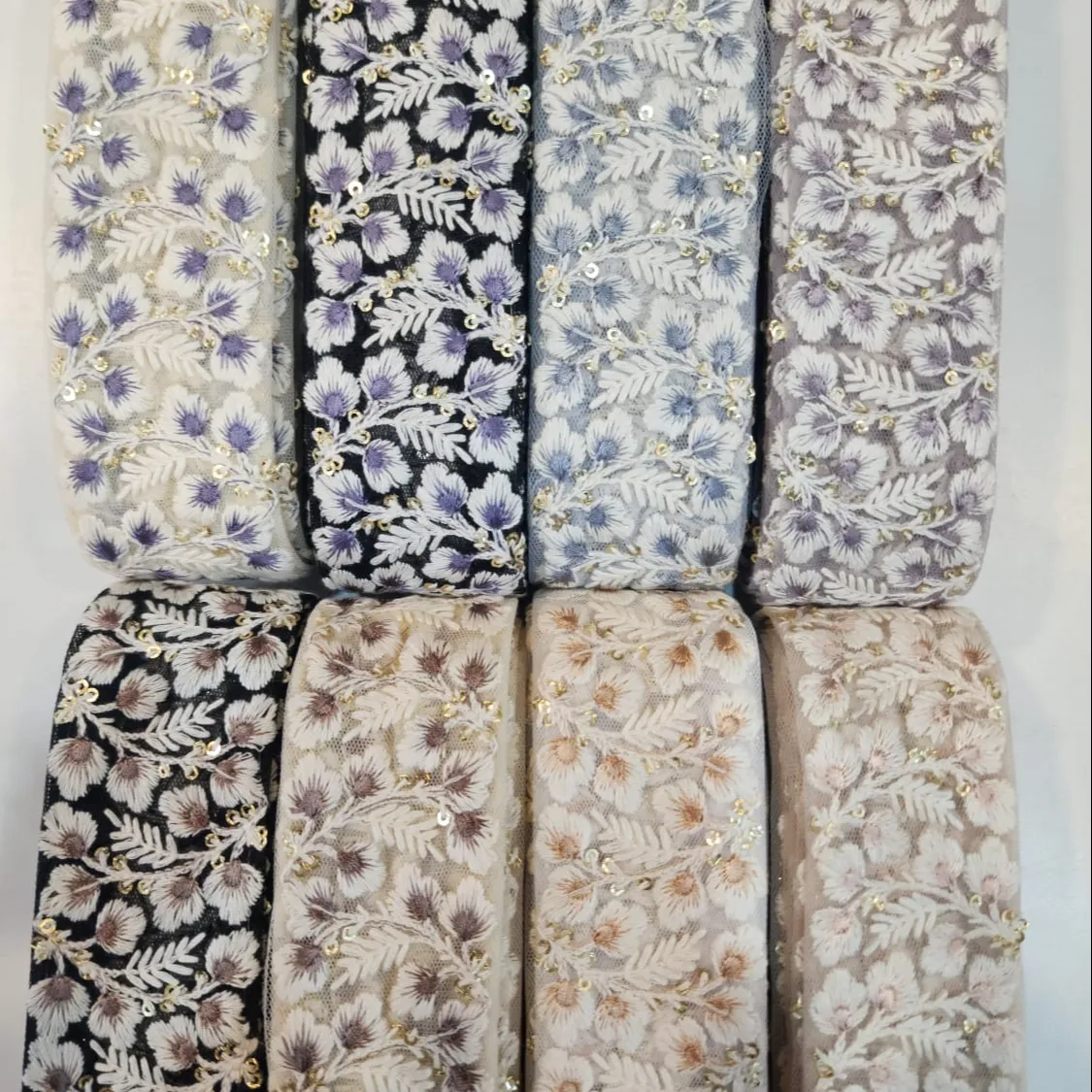 Tessuti di lusso in pizzo di cotone 100% per le donne rete con paillettes e decorazioni ricamate tra cui Tulle e lacci