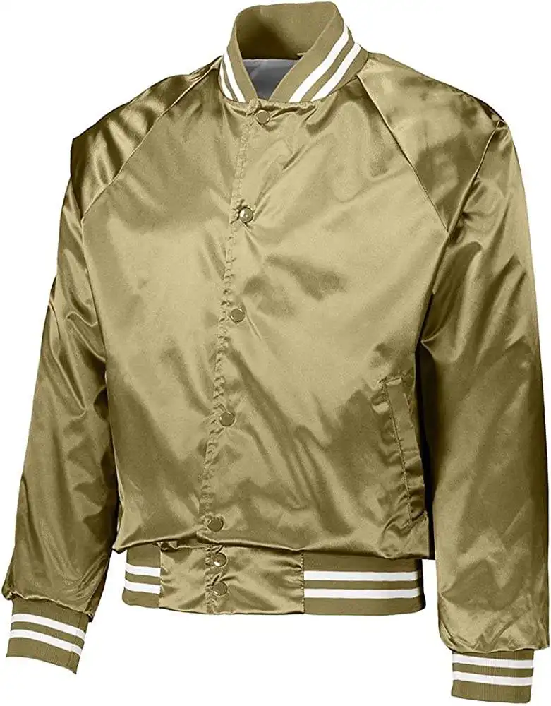 Benutzer definierte College-Jacke Bestickte Satin-Baseball jacke mit reversibler einfarbiger Bomber-Uni-Jacke für Männer