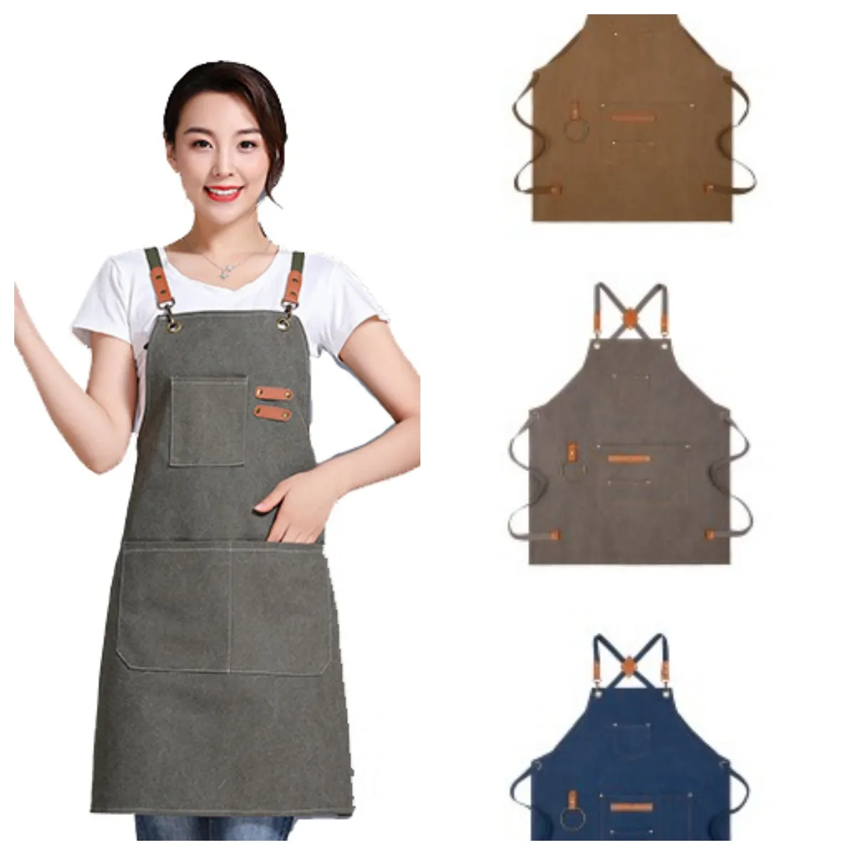 Avental engraçado feminino personalizado de cozinha com logotipo, uniformes de restaurante para funcionários, avental de salão personalizado