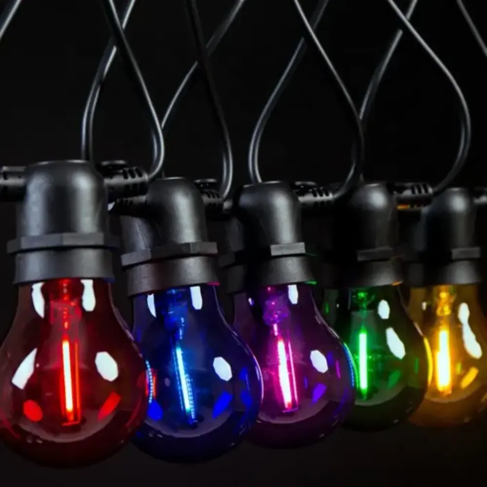หลอดไฟหลากสีสำหรับตกแต่งในสวนไฟปาร์ตี้ LED แรงดันไฟฟ้าต่ำหลากสี