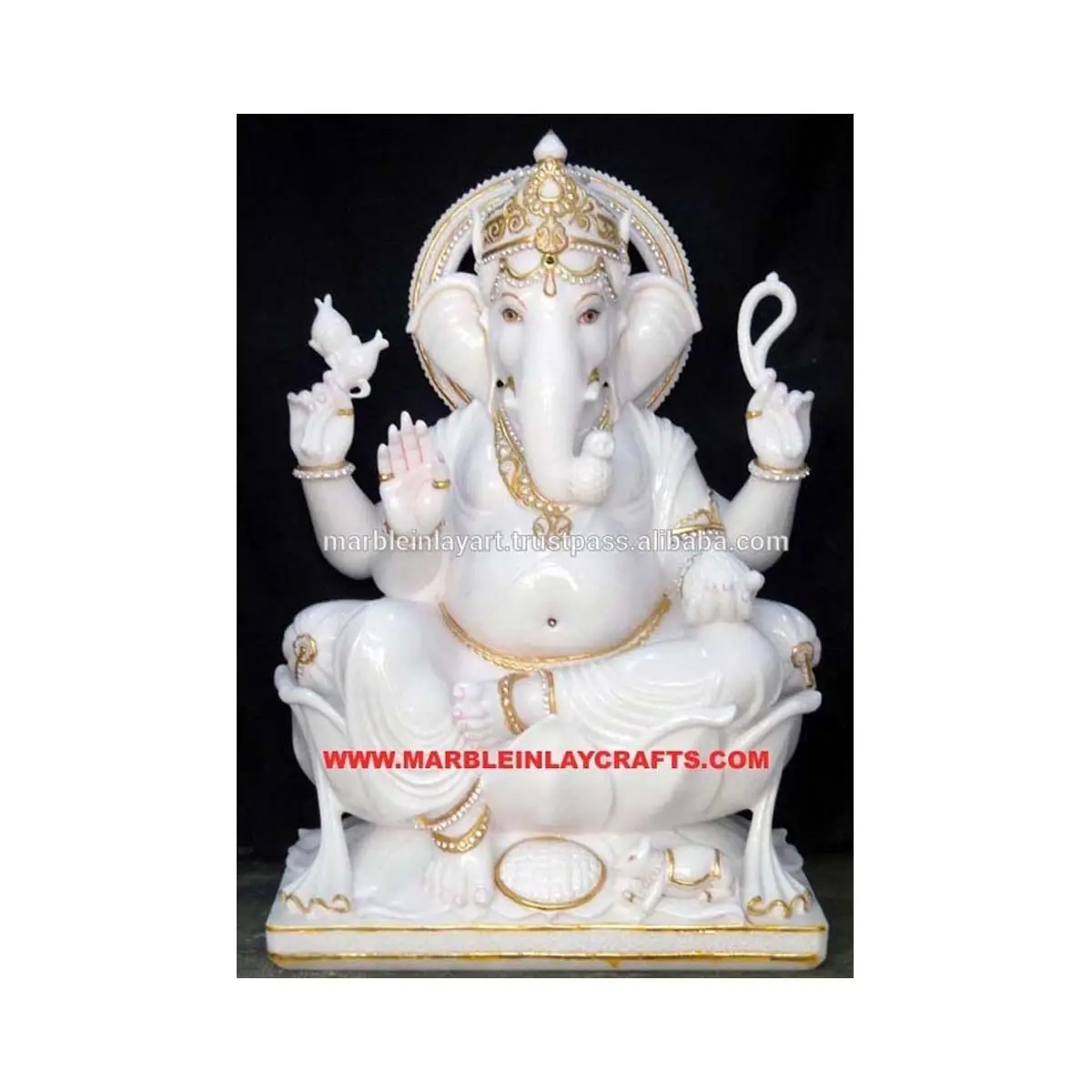 El mejor diseño antiguo para el hinduismo Ganesh estatua de indio tradicional hecho a mano blanco Makrana mármol Ganesh Ji estatua mano de obra