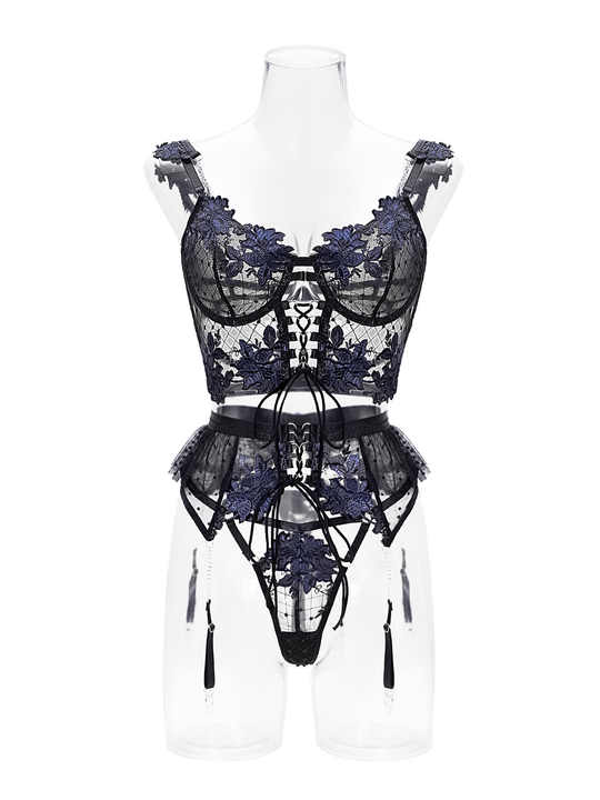 Black Floral Lace Lingerie Set Bra And Panties Sets Sexy Hot G String And Mature Sexy Busty