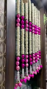 インド人工ジャスミン付きソラウッドロータスハンギングガーランド結婚式用ハルディ装飾センター装飾文字列宗教的なギフト - Product Image 5