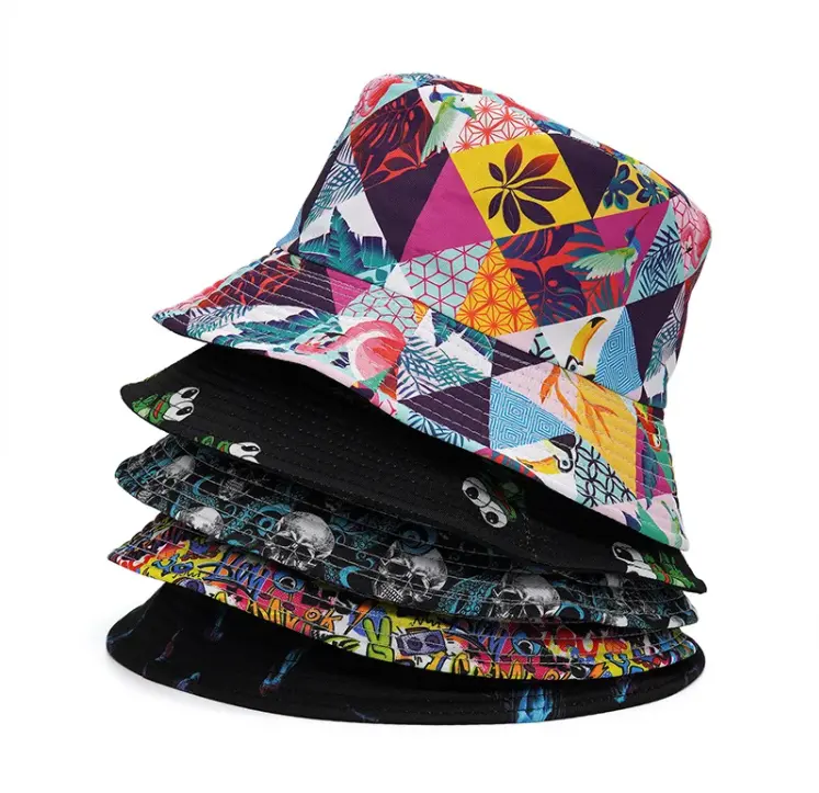 Cappelli a secchiello a 2024 Dye cravatta con lettere di vendita calde ricamate doppio cotone reversibile stile personaggio secchiello