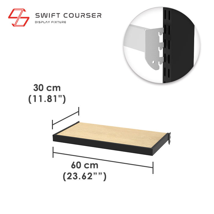 Bracket (Black) + Wood Shelf (Light Brown)