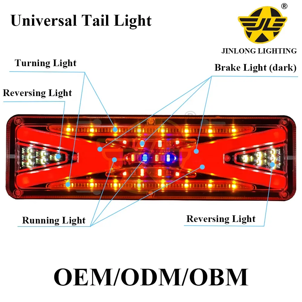 ไฟเบรคท้ายรถยนต์อเนกประสงค์12V 24V, ไฟท้าย LED สำหรับรถบรรทุกแทรคเตอร์รถพ่วง