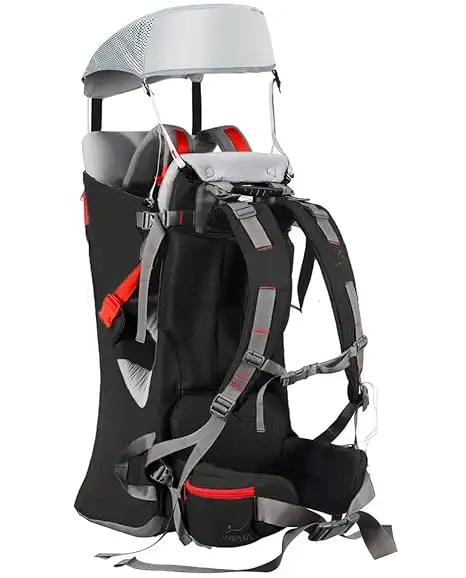 Toddler Hiking Backpack with Safety 3-Height Seat, Adjustable Straps Waist Belt, Foldable Frame Lightweight