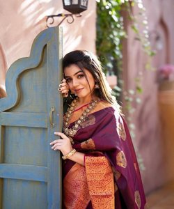 ผ้าส่าหรีผ้าไหม Banaras สำหรับใส่ทำงานและเสื้อเบลาส์สำหรับปาร์ตี้หรูหราสวมใส่งานแต่งงาน