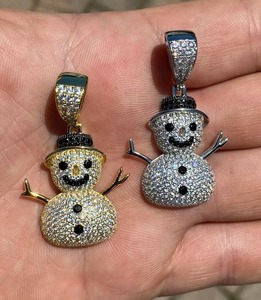 925 เงินสเตอร์ลิง Snowman Emoji Moissanite เพชรจี้ Iced Out เครื่องประดับ Hip Hop สั่งทําพิเศษ - Product Image 3